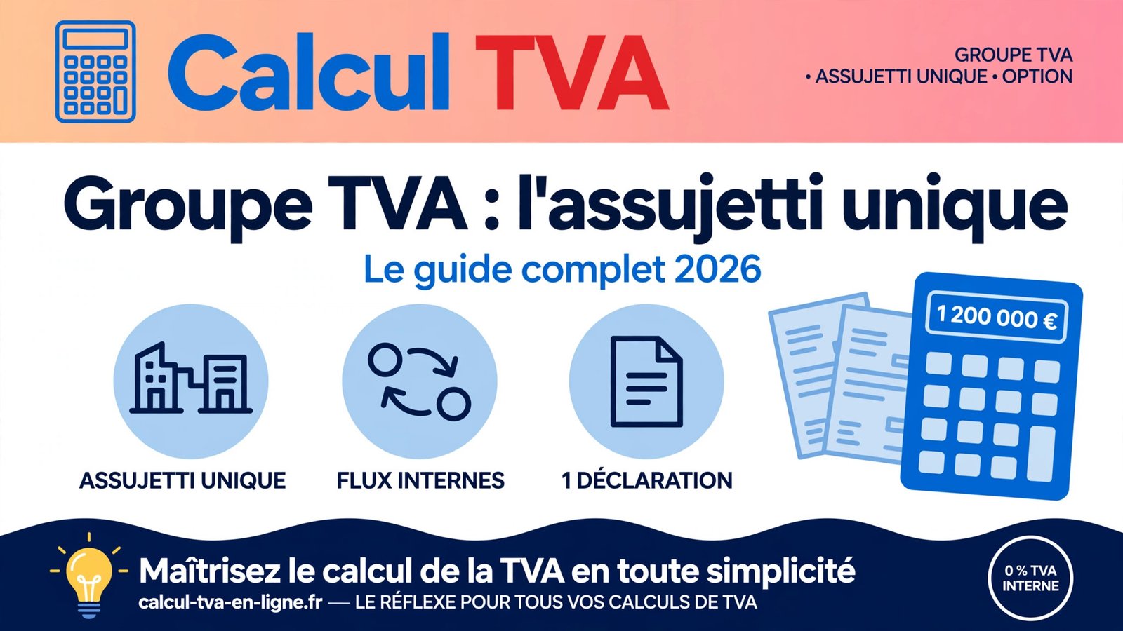 Infographie : Groupe TVA, l'assujetti unique — guide complet 2026