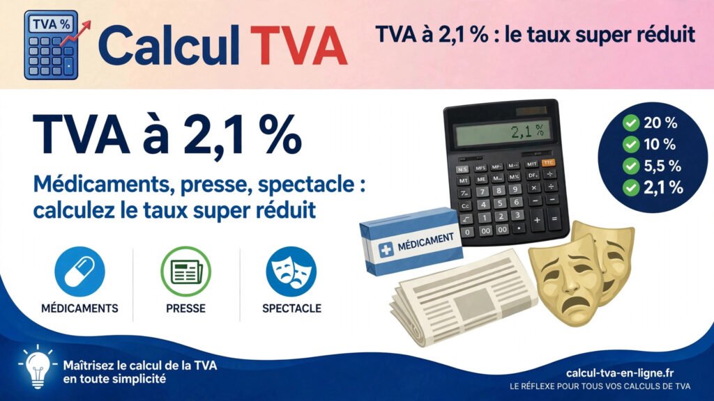 TVA à 2,1 % : médicaments, presse, spectacle — le guide du taux super réduit 2026
