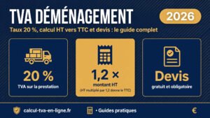 Read more about the article TVA déménagement : taux 20 %, calcul, devis et facture 2026