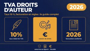 Read more about the article TVA droits d’auteur : le taux 10 % expliqué, guide 2026