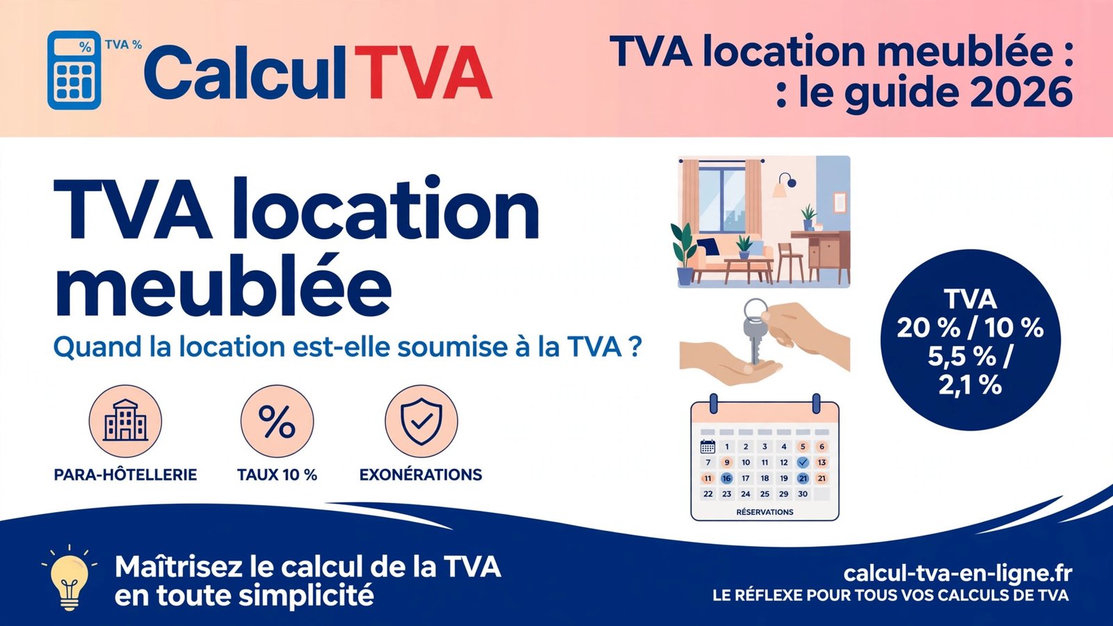 TVA location meublée : règles, taux et exonérations — guide 2026