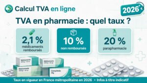 Read more about the article TVA pharmacie : médicaments 2,1 %, 10 %, 20 % — guide 2026
