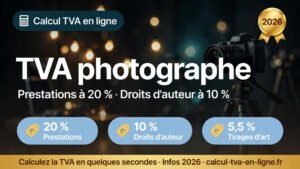 Read more about the article TVA photographe 2026 : taux, droits d’auteur et seuils TVA