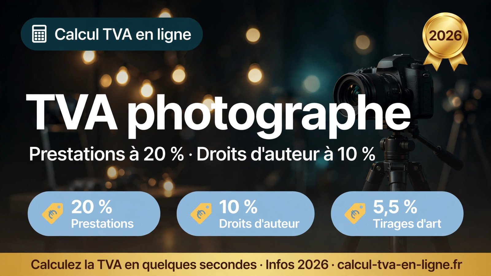 Read more about the article TVA photographe 2026 : taux, droits d’auteur et seuils TVA